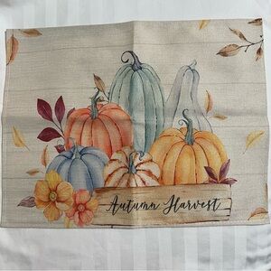Set Of 4 Pumpkin Fall Autumn Harvest PLACE MATS Autumn Thankful Blessing ~ NWOT